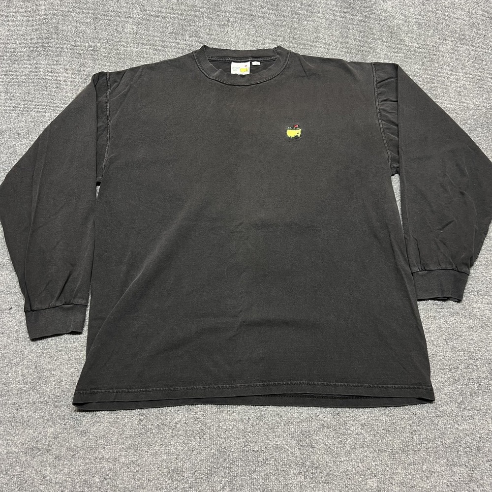 Vintage Masters Shirt Men Large Black Golf Augusta National Long Sleeve Crewneck